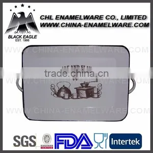 Colorful Enamel Tea Tray With Two Ears thumbnail-1