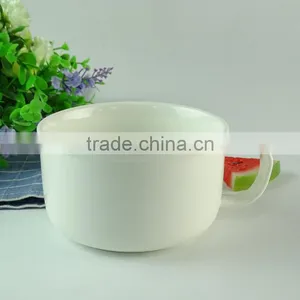 Wholesale White Porcelain Soup Bowl With Handle for Hotel Restaurant Ceramic Bowl Round Porcelain Ceramic Rice Bowl thumbnail-1