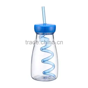 350ml Plastic Water Bottle With Straw Milk Bottle Design thumbnail-6
