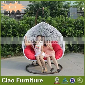 Wicker Furniture Outdoor Hanging Chair Cushion Garden Double Swing for Kids thumbnail-1