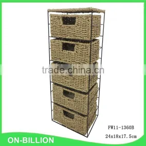 5 Drawer Storage Unit Seagrass Storage Drawer thumbnail-2