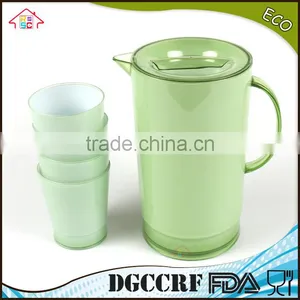 NBRSC Set of 5 Pcs Plastic ps Cold Water Kettle Double Layer Drinking Tea Pot pp Water Jug With Cups thumbnail-3