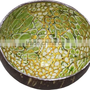 Lacquered Coconut Bowls With Various Pattern, Decorative Coconut Shell Bowls thumbnail-2