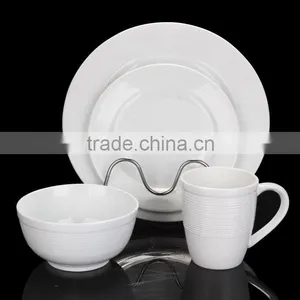Embossed White Ceramic Porcelain Dinner Set thumbnail-1