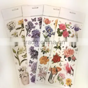 Rose & Lily Design Sticker, Classic Decorative Shinny Glitter Sticker thumbnail-6