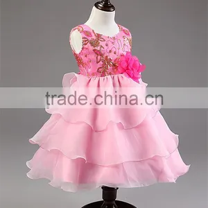 2015 Free Shipping Sequins Flower Girls Dresses for Party Wedding Baby Girl Baptism Dress Tulle Layered 1 Year Birthday Dress thumbnail-2