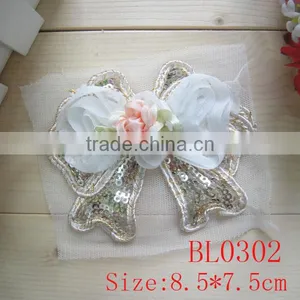 Cheap Wholesale Antique Mesh Fabric Lace Neckline Sequin Applique for Clothing Decoration thumbnail-3
