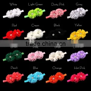 Shabby Chiffon Flower Headband With Rhinestone Center for Kids Hair Accessories thumbnail-1