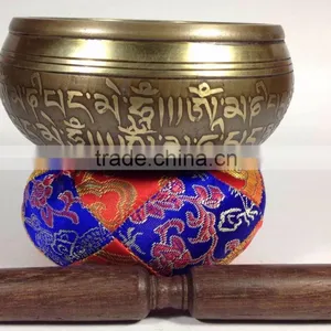 Om Crafted Buddhist Jaap Mantra Carving Kasha Special Sound Singing Bowl thumbnail-3