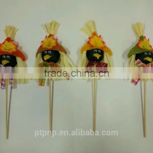 Paper Straw and Fabric Scarecrow Head for Autumn and Harvest Decoration thumbnail-1