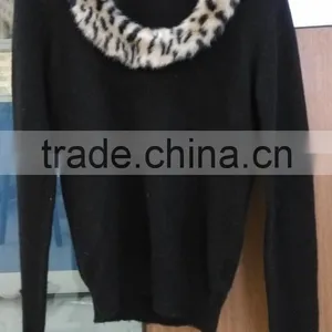 2014 Ladies Knitted Sweater,pullover With Mohair thumbnail-2