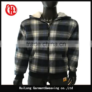 Custom Fashion Men Winter Grid Style Hoodie Fleece Jacket thumbnail-1
