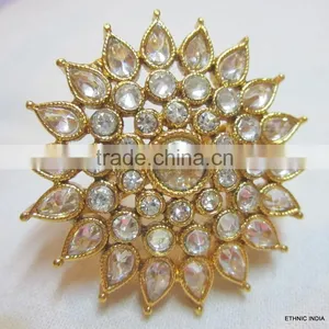 POLKI Crystal GOLD COCKTAIL FINGER Ring thumbnail-3