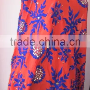 Multicolor PHULKARI GEORGETTE DUPATTA SHAWL, Sequin Hand Embroidery Dupatta thumbnail-1