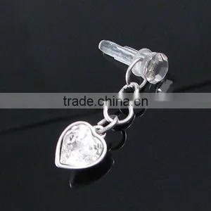 High Quality Crystal Heart Dust Plug Phone Charm Heart Crystal Ear Plug for Cell Phone Heart Decorative Ear Plugs thumbnail-1