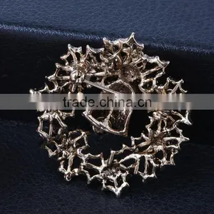 Zm53214a Christmas Wreath Crystal Brooch Moq 10 Pieces Christmas Gift Brooches thumbnail-5