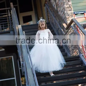 Flower Girls Lace Tutu Wedding White Dress thumbnail-3