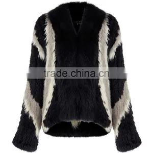 Myfur China Wholesale Fashion Women Winter Coats Knitted Dyed Rabbit Fur Jacket thumbnail-1
