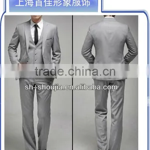 2014 Best Business Mens Grey Silk Comfortable Suit thumbnail-1