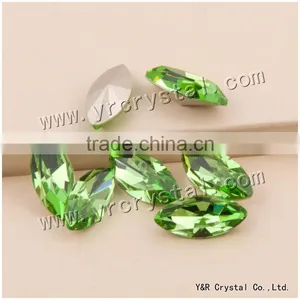 k9 Crystal Navette Peridot Fancy Stone Crystal Beads for Wedding Dress thumbnail-1