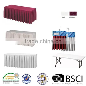 100%polyester Jersey Stretch Box Pleats Table Skirting Party Polyester Plisse Table Skirting thumbnail-2