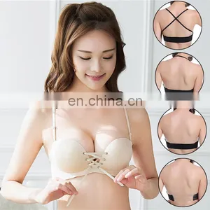 Women Bra Fashion 3/4 Cup Brassiere Wire Free Strapless Push Up Bra Sexy Bra for Wedding Transparent Straps Party Bra thumbnail-1