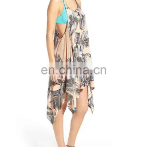 C67 Palm Print Cover-Up Summer Beach Dress thumbnail-2