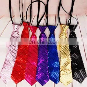 Flashing Sequin Silk Funky Skinny Ties thumbnail-1