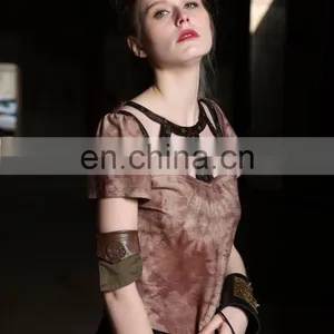 Steampunk Women's Open Chest Short Sleeve Top by RQBL thumbnail-5