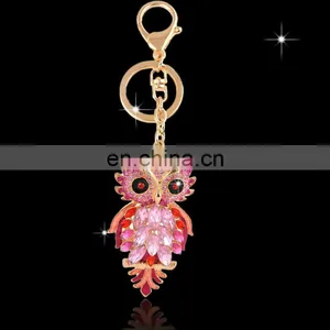 High Quality Owl Animal Shaped Metal Rhinestone Crystal Key Chain MCA-0074 thumbnail-1