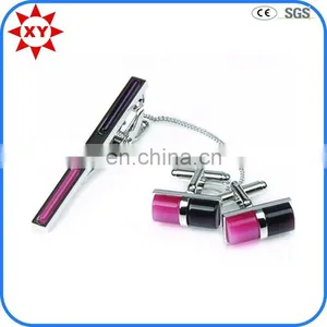 Fashion Black and White Tie Clip Cufflinks Set thumbnail-3