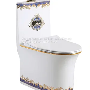 Bathroom Manufacturer Sanitary Ware One-piece Purple Toilet Bowl thumbnail-1