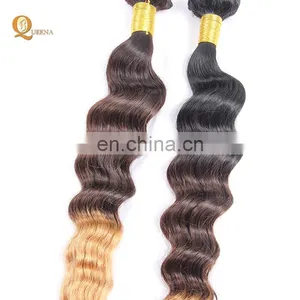 Three Tone Ombre Color Deep Wave Brazilian Virgin Human Hair Weft Ombre Bundles thumbnail-3