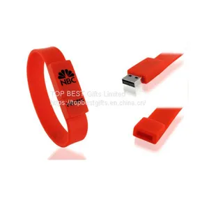 Custom Logo Printed Rubber Wristband USB Flash Drives thumbnail-1
