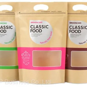 OUTOP Packaging Free Samples Standing up Pouches Brown Kraft Paper Bag With Window thumbnail-3