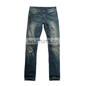 DiZNEW USA High Quality 100% Cotton Jeans Men Slim Fit Ripped Denim Jeans Pants 18 Boy Pants Jeans Men thumbnail-2