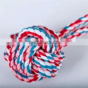 Environmentally Friendly Handmade Pet Dogs Cotton Rope Toys Dog Rope Ball Throw thumbnail-3