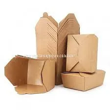 Eco Friendly Food Container Takeaway Cardboard Food Packaging Brown Paper Lunch Box Insulated Lunch Meal Box thumbnail-1