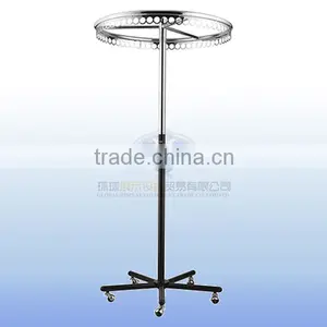 Chrome Adjustable Height Belts Display Rack With 5 Casters thumbnail-1