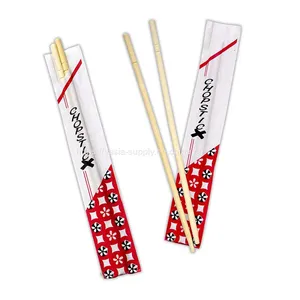 High Quality Bulk Disposable Wooden Bamboo Chop Sticks With Customizing Chopstick Sleeves thumbnail-1