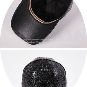 Leather Hats Men's Trendy Peaked Caps Autumn And Winter Crocodile Leather Outdoor Shade Fashion Baseball Caps Travel Sun Protection Caps thumbnail-5