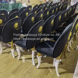 Nordic Velvet Gold Stainless Steel Leg Upholstery Modern Leather Designer Dining Chair Chairs For Dining Table thumbnail-2