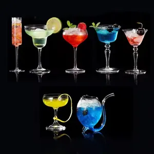 Wholesale Modern Style Easy to Clean Bar Household Unique Crystal Glass Cocktail Glasses Drinking Goblet Wine Glass Cup thumbnail-1