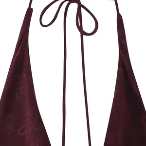 2025 Spring/Summer New European and American Style Women's Fashion Style Sexy Jacquard Hanging Neck Dress thumbnail-2