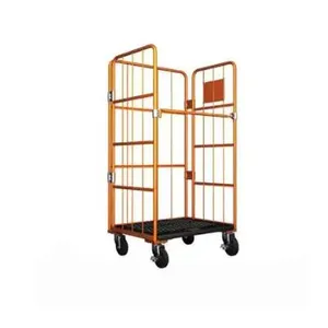 Heavy Duty Metal Wire Logistics Trolley With Handle Roll Container Cage 14 thumbnail-2