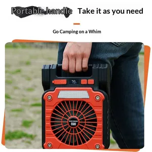 NEW Foldable Handle USB Output Outdoor LED Flashlight Camping Lights Solar Fan With Solar Panel With Lights and Battery thumbnail-2
