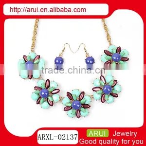 2016 Costume Jewelry Multi Color Statement Necklace Fllower Design thumbnail-1