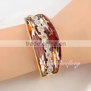 Hot 2016 Jewellery Enamel Crystal Simple Gold Bangle Designs for Women thumbnail-6