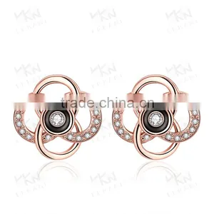 Rose Gold Plated Crystal Stone Jewelry Stud Earring thumbnail-3