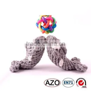 100% Cotton Dolphin Shape Cartoon Animal Sex Pet Toy for Dog thumbnail-1